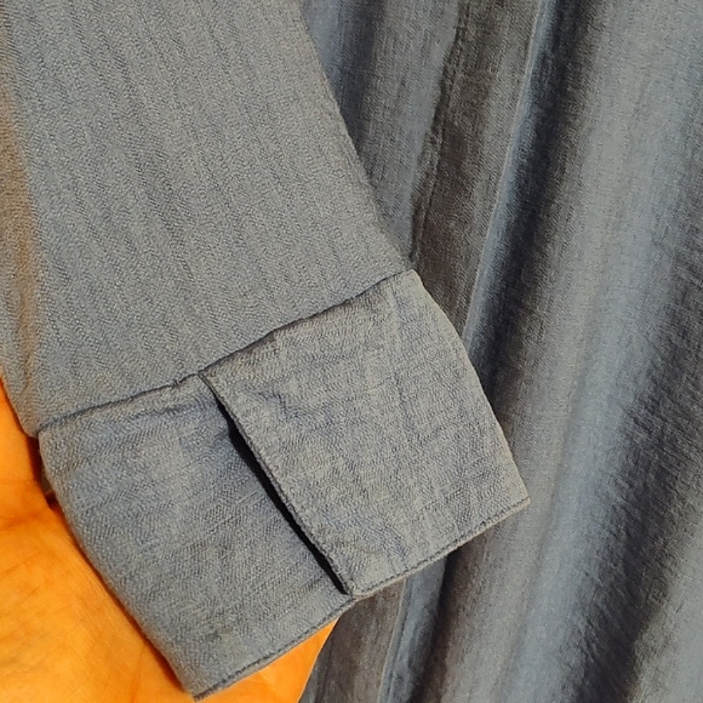 Boho Chic See The Light Blue Reverse Button Down … - image 4